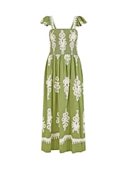 Yumi Green Block Print Ruched Maxi Dress - Image 5 of 5