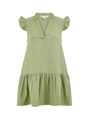 Yumi Green Double 100% Cotton Tunic With Frill Sleeves - Image 4 of 4