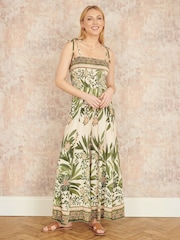 Verde - Yumi Palm Print Strappy Viscose Jumpsuit - Imagen 3 de 5