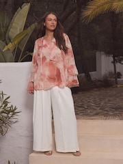 Evans Pink Occasion Floral Frilled Top - Image 2 of 3