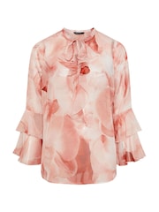 Evans Pink Occasion Floral Frilled Top - Image 3 of 3