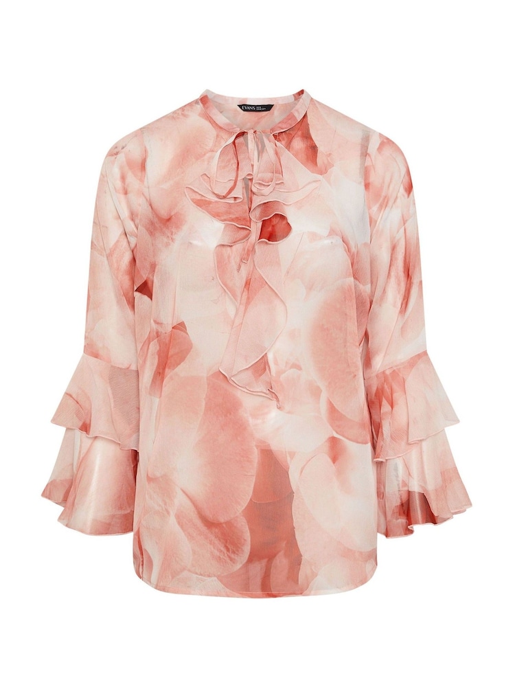 Evans Pink Occasion Floral Frilled Top - Imagen 3 de 3 Evans Pink Occasion Floral Frilled Top - Imagen 3 de 3