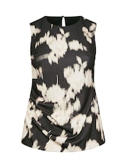 Evans Blurred Floral Ruched Side Black Top - Imagem 6 de 6