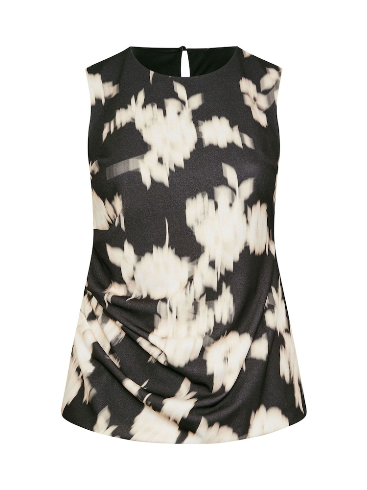 Evans Blurred Floral Ruched Side Black Top - Imagem 6 de 6