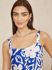 Yumi Blue Floral Button Through Midi Dress - Image 3 of 5