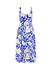 Yumi Blue Floral Button Through Midi Dress - Image 5 of 5