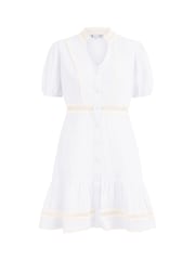 Yumi White Cotton Lace Trim Skater Shirt Dress - Image 5 of 5