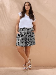 Evans Shirred Waist Black Shorts - Image 3 of 6