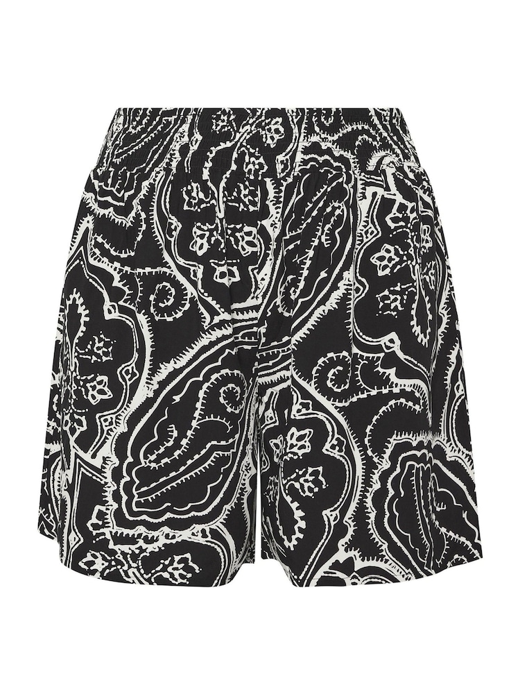 Evans Shirred Waist Black Shorts - Image 6 of 6