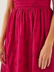 Monsoon Red Etta Broderie Midi 100% Cotton Dress - Image 6 of 6