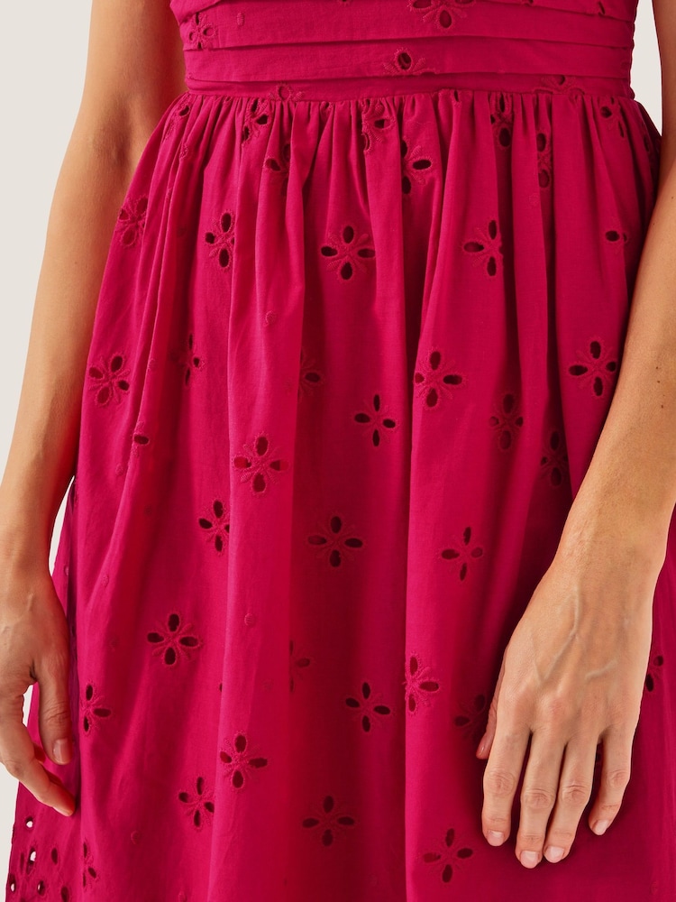 Monsoon Red Etta Broderie Midi 100% Cotton Dress - Image 6 of 6 Monsoon Red Etta Broderie Midi 100% Cotton Dress - Image 6 of 6