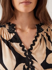 Monsoon Black Annie Print Short Sleeve Top - Image 2 of 5