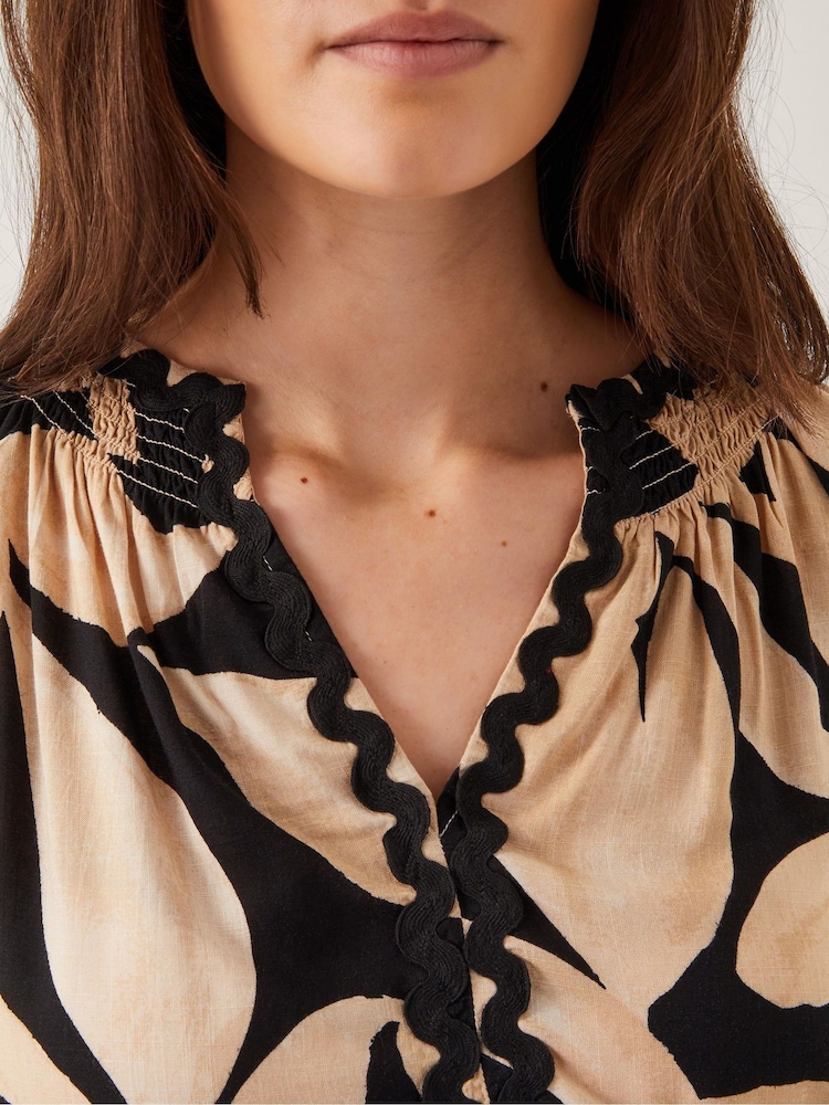 Monsoon Black Annie Print Short Sleeve Top - Image 2 of 5