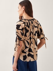 Monsoon Black Annie Print Short Sleeve Top - Image 3 of 5