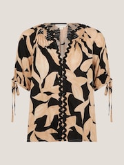Monsoon Black Annie Print Short Sleeve Top - Image 5 of 5