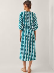 Monsoon Blue Indah Print Midi Kaftan Dress - Image 2 of 4