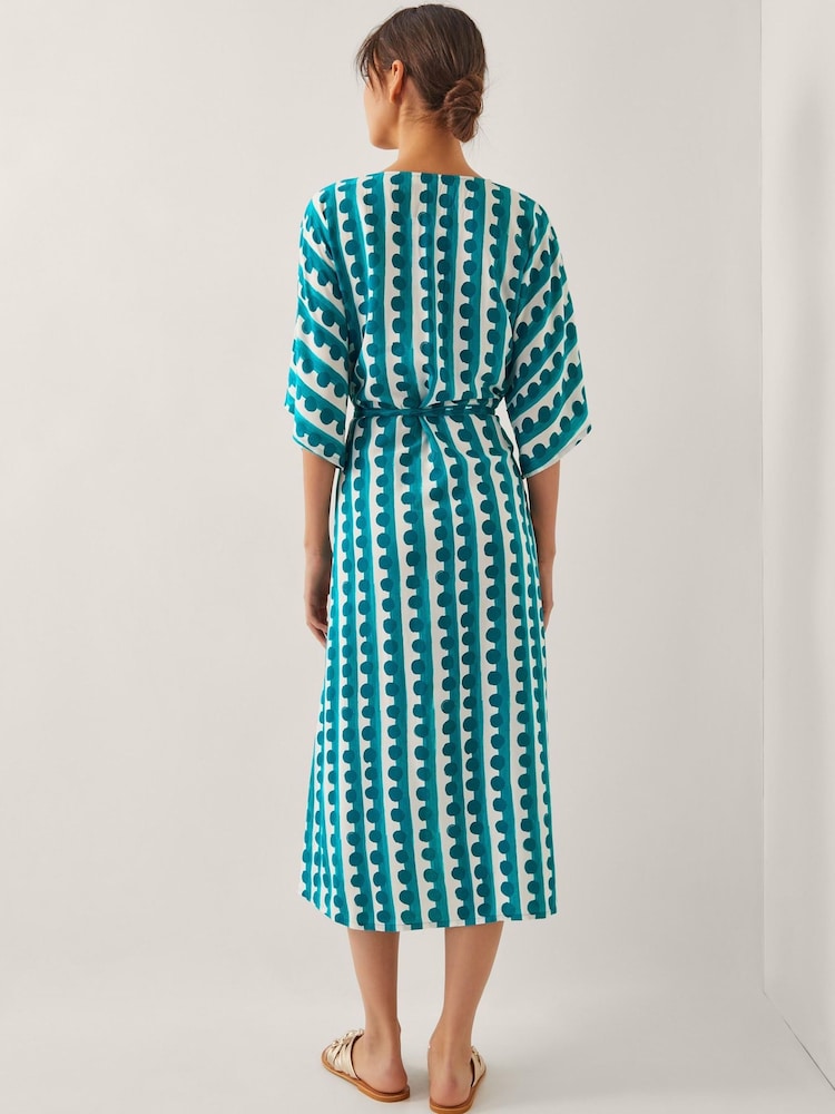 Monsoon Blue Indah Print Midi Kaftan Dress - Image 2 of 4