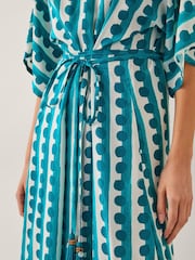 Monsoon Blue Indah Print Midi Kaftan Dress - Image 4 of 4
