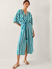 Monsoon Blue Indah Print Midi Kaftan Dress - Image 4 of 4