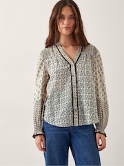 Monsoon Natural Jemmie Geometric Print Blouse - Image 1 of 5
