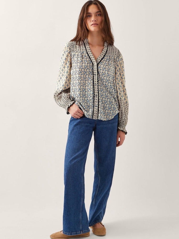 Monsoon Natural Jemmie Geometric Print Blouse - Image 2 of 5