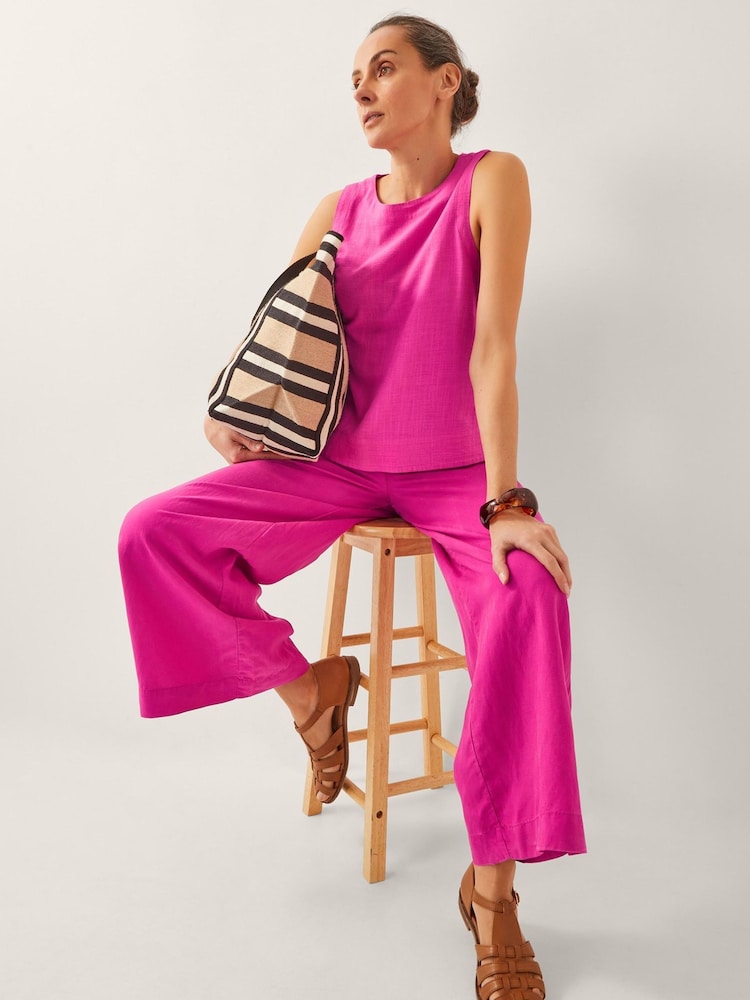 Monsoon Pink Frida Wide Leg Trousers - Image 1 of 6