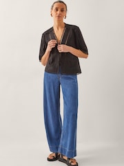 Monsoon Black Hayley Lace Tie Top - Image 2 of 5