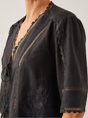 Monsoon Black Hayley Lace Tie Top - Image 3 of 5