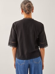 Monsoon Black Hayley Lace Tie Top - Image 4 of 5