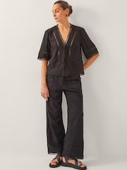 Monsoon Black Hayley Lace Tie Top - Image 5 of 5