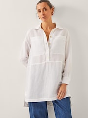 Monsoon White Tatiana Button Tunic Shirt - Image 1 of 6