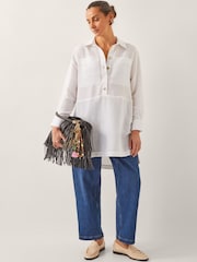 Monsoon White Tatiana Button Tunic Shirt - Image 3 of 6