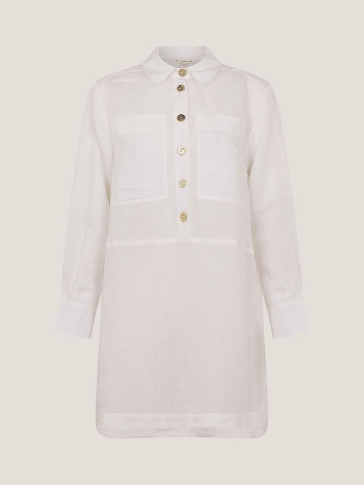 Monsoon White Tatiana Button Tunic Shirt - Image 6 of 6