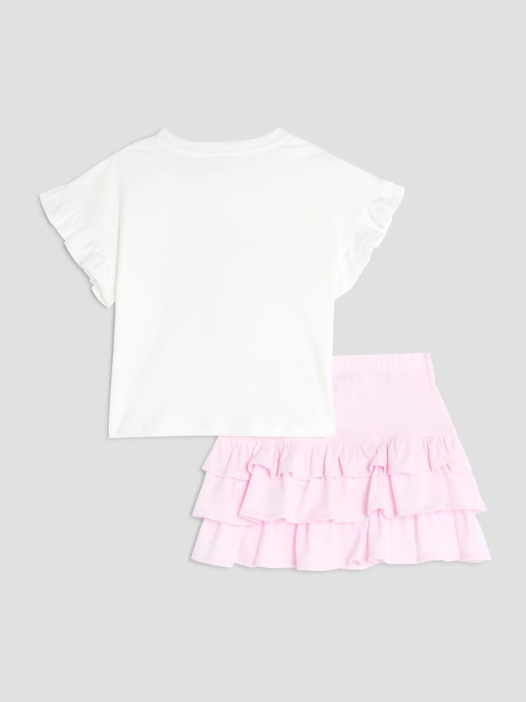 River Island Pink Heart 100% Cotton T-Shirt and Rara Skirt Set - Image 2 of 5 River Island Pink Heart 100% Cotton T-Shirt and Rara Skirt Set - Image 2 of 5