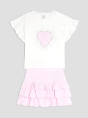 River Island Pink Heart 100% Cotton T-Shirt and Rara Skirt Set - Image 5 of 5