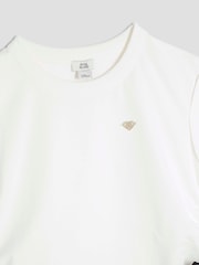 River Island White Girls 100% Cotton Mono Bow Shorts Set - Image 4 of 4