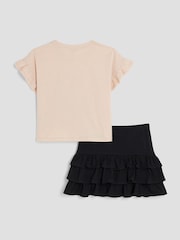 River Island Black Girls 100% Cotton T-Shirt and RaRa Skirt Set - Image 2 of 5