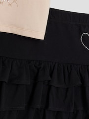 River Island Black Girls 100% Cotton T-Shirt and RaRa Skirt Set - Image 4 of 5
