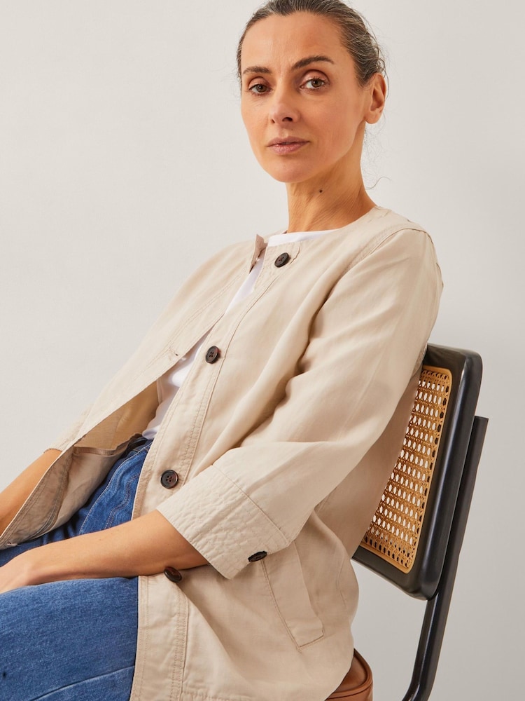 Monsoon Natural Dana Button Through Jacket - Image 1 of 5