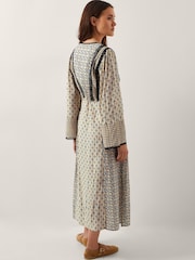 Monsoon Natural Jemmie Print Long Sleeve Midi Dress - Image 3 of 5