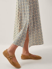 Monsoon Natural Jemmie Print Long Sleeve Midi Dress - Image 4 of 5