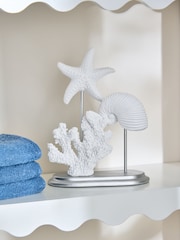 White Seashell Stand Bathroom Ornament - Image 1 of 3