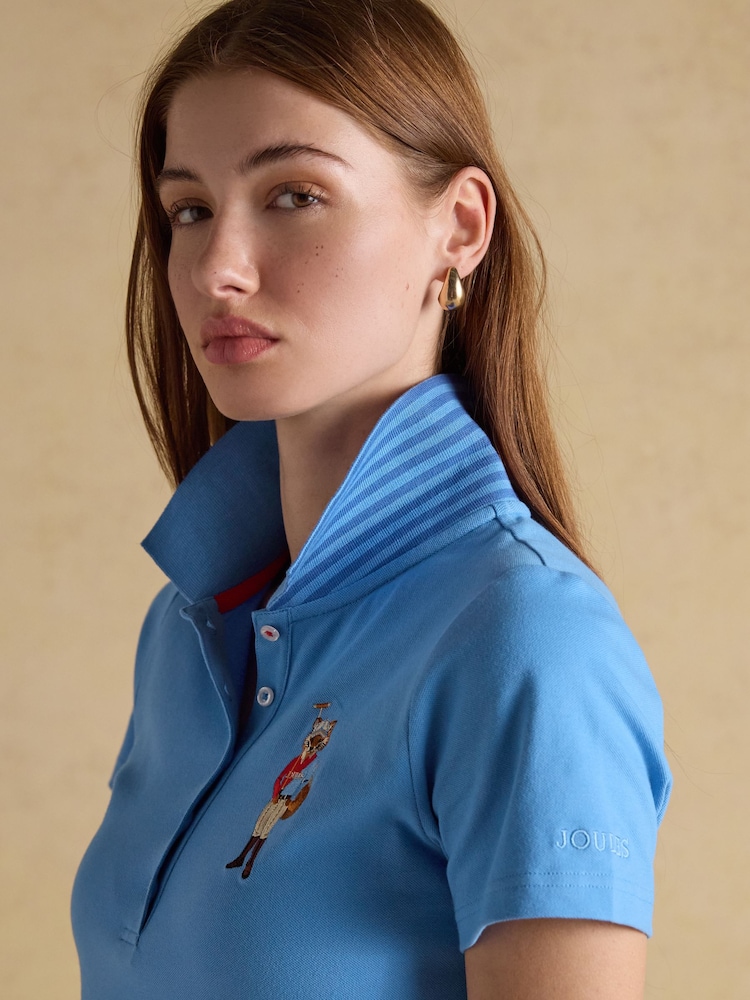 Blau - Joules Jonty Fox Slim Fit Poloshirt aus Baumwollpiqué - Bild 8 von 8