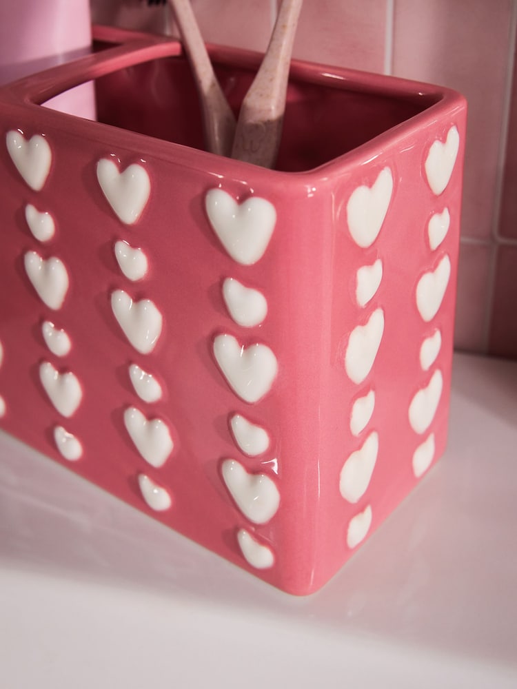 Pink Heart Toothbrush Tidy - Image 2 of 3 Pink Heart Toothbrush Tidy - Image 2 of 3