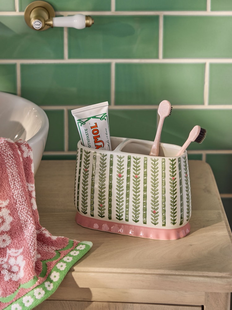 Green Pattern Frill Toothbrush Tidy - Image 1 of 3