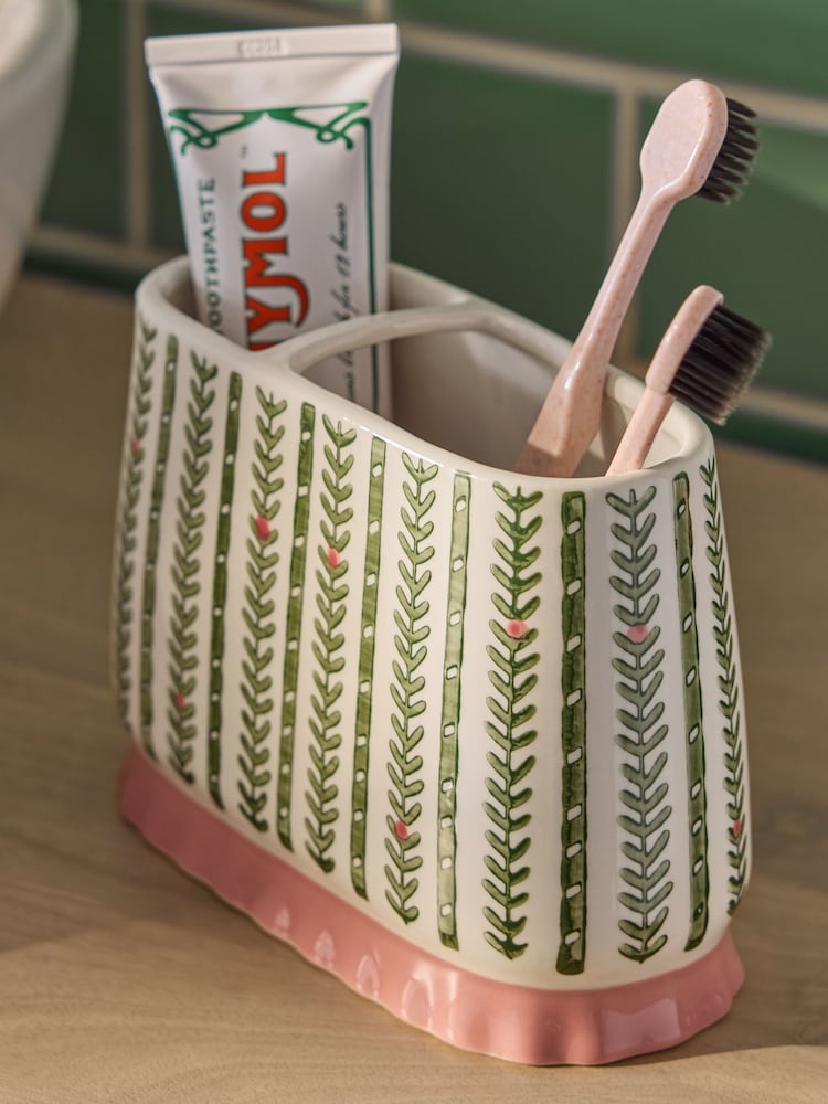 Green Pattern Frill Toothbrush Tidy - Image 2 of 3