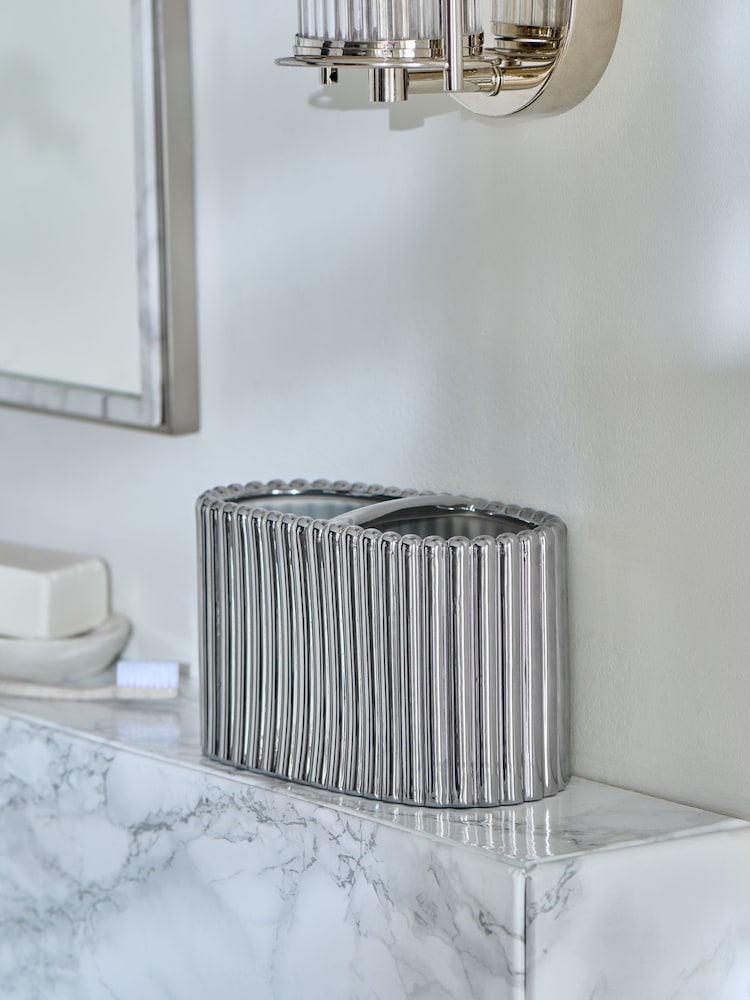 Chrome Rib Toothbrush Tidy - Image 2 of 4
