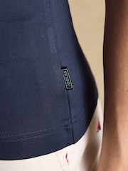 Joules Heidi Navy Sleeveless Frill Neck Jersey Top - Image 5 of 6