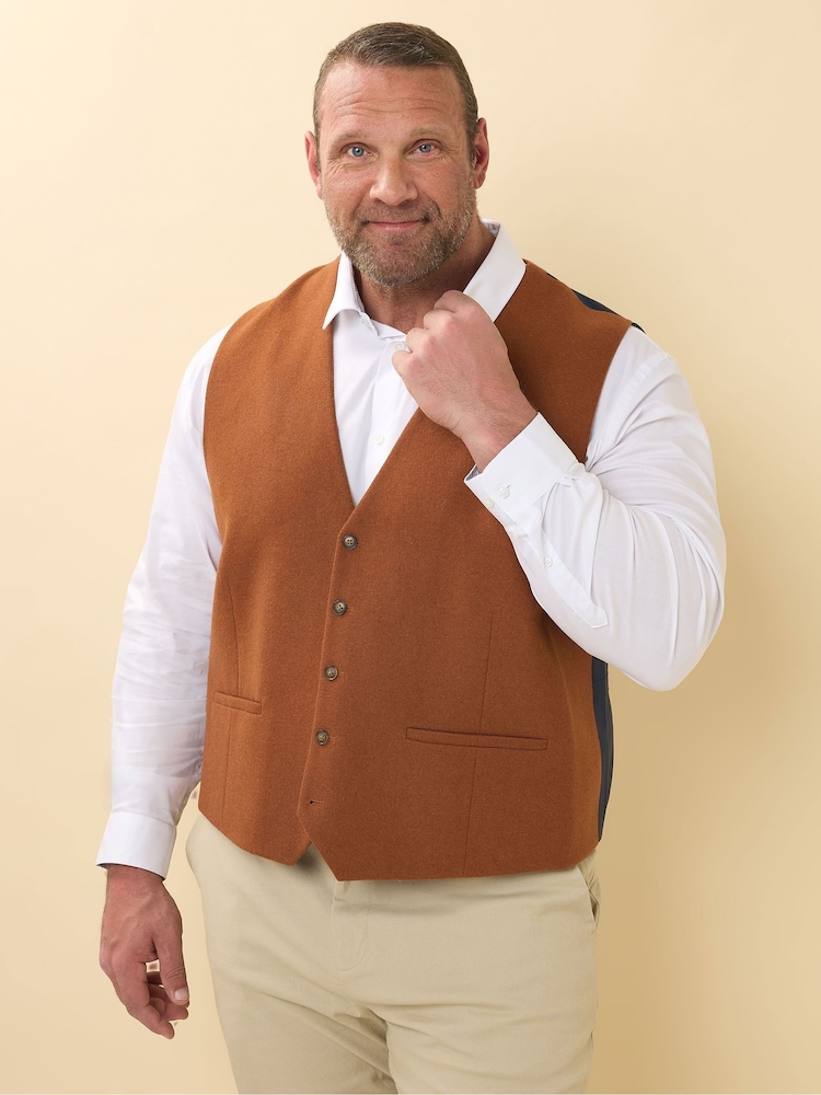 BadRhino Big & Tall Brown Tweed Waistcoat - Image 1 of 5 BadRhino Big & Tall Brown Tweed Waistcoat - Image 1 of 5