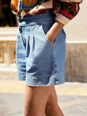Mid Blue Denim Denim Cotton Shorts - Image 4 of 4
